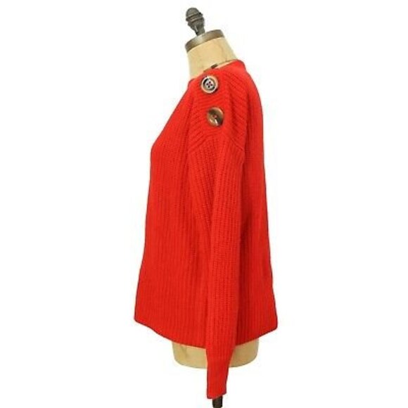 Philosophy Dolman Sweater Top Size XS Boat Neck Shoulder Buttons Red NWT B18 - Picture 6 of 6